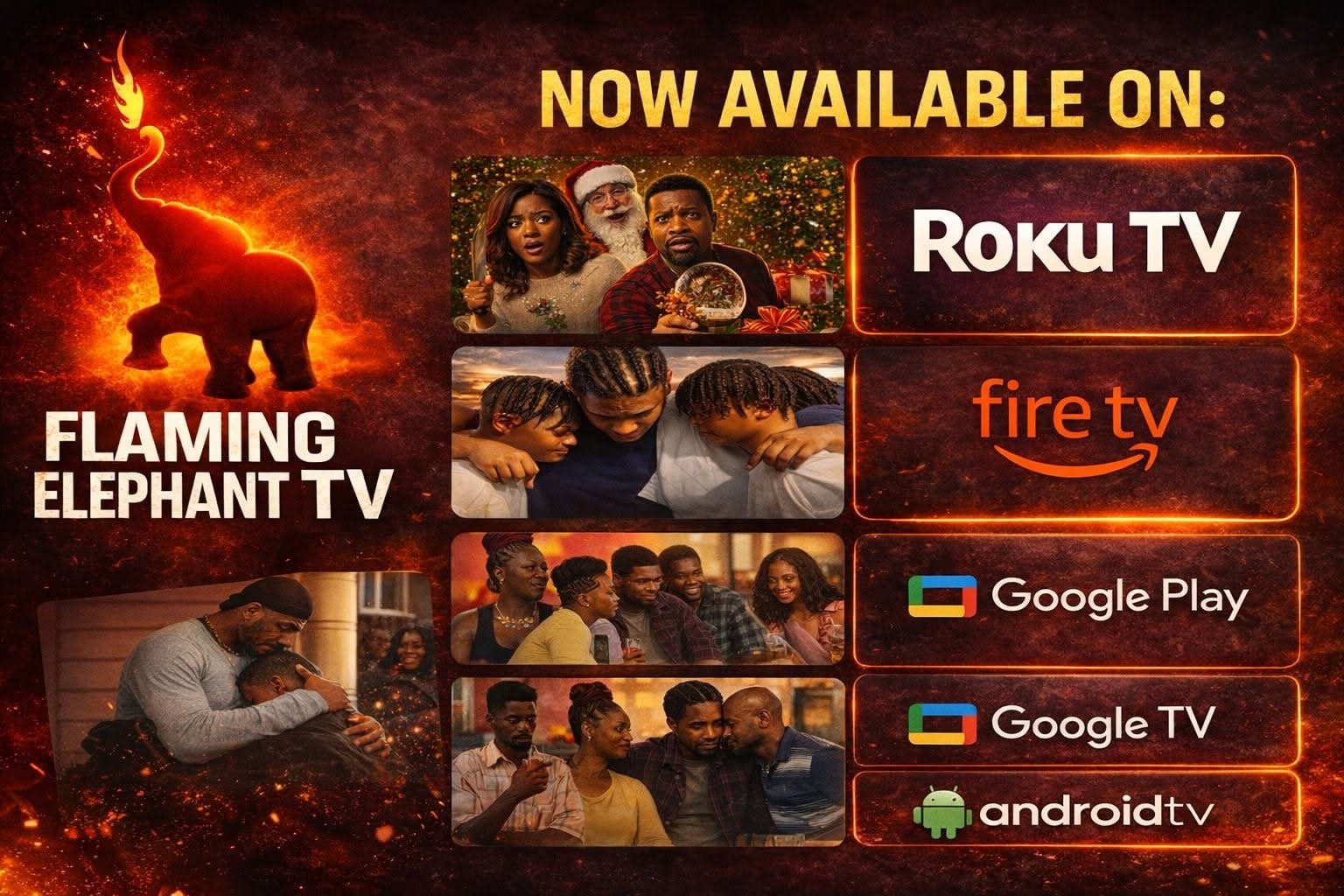 Flaming Elephant TV availability poster